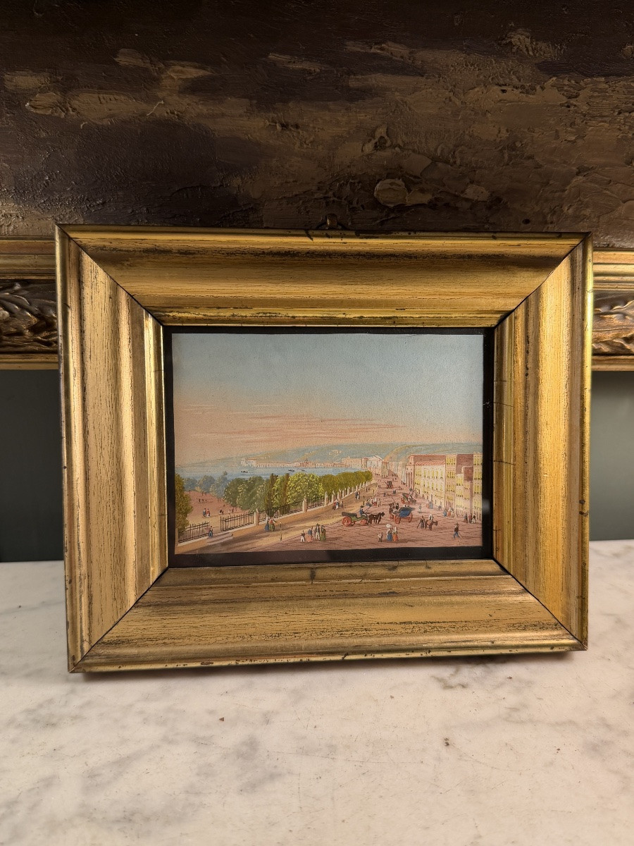 The Bay Of Naples, A Pair Of 19th-century Gouache Paintings-photo-5