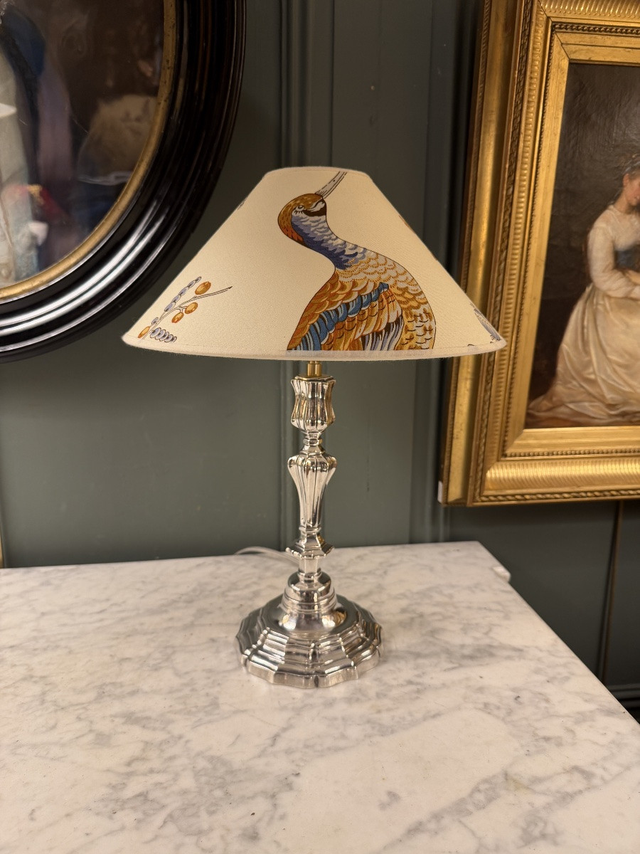 Lampe en bronze argenté, Hauteur 40 cm-photo-2