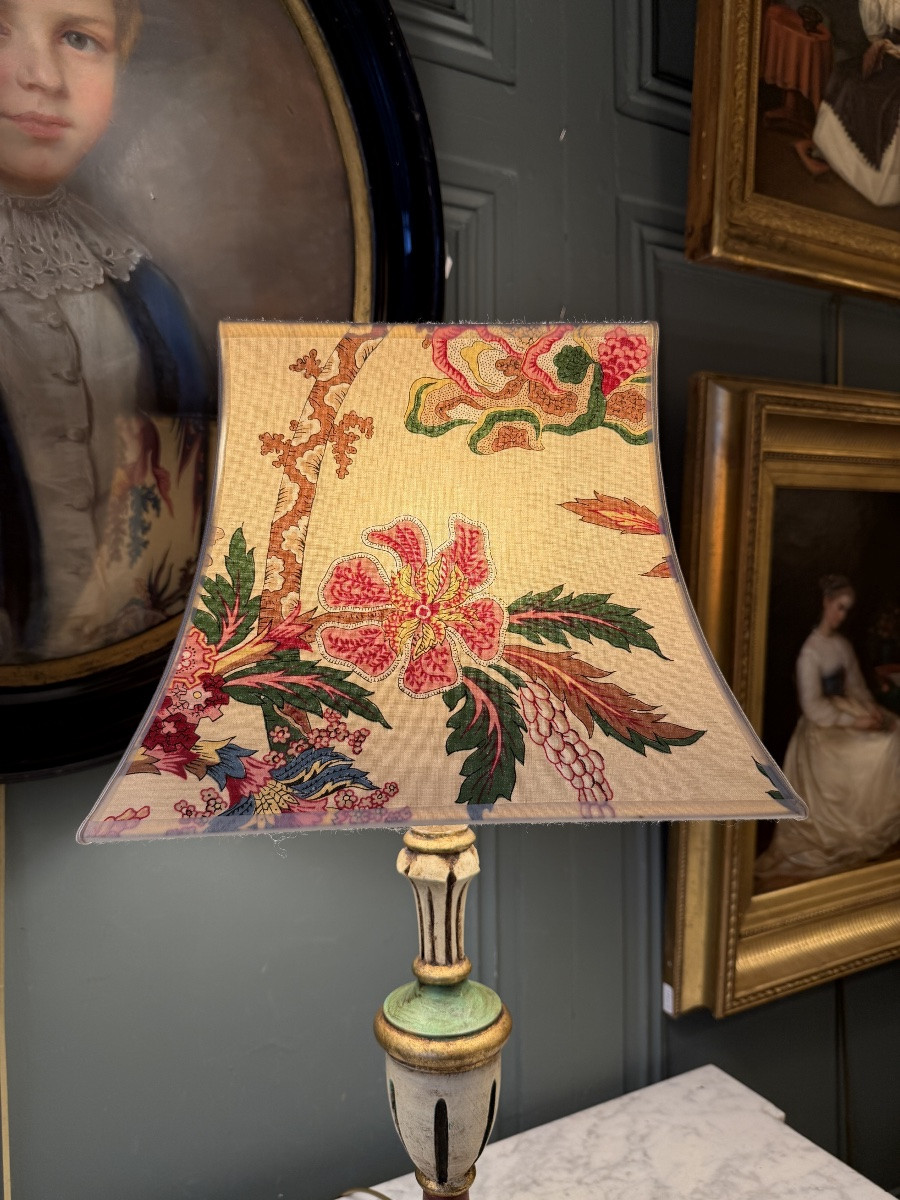 Painted Wooden Lamp, 57 Cm High-photo-2