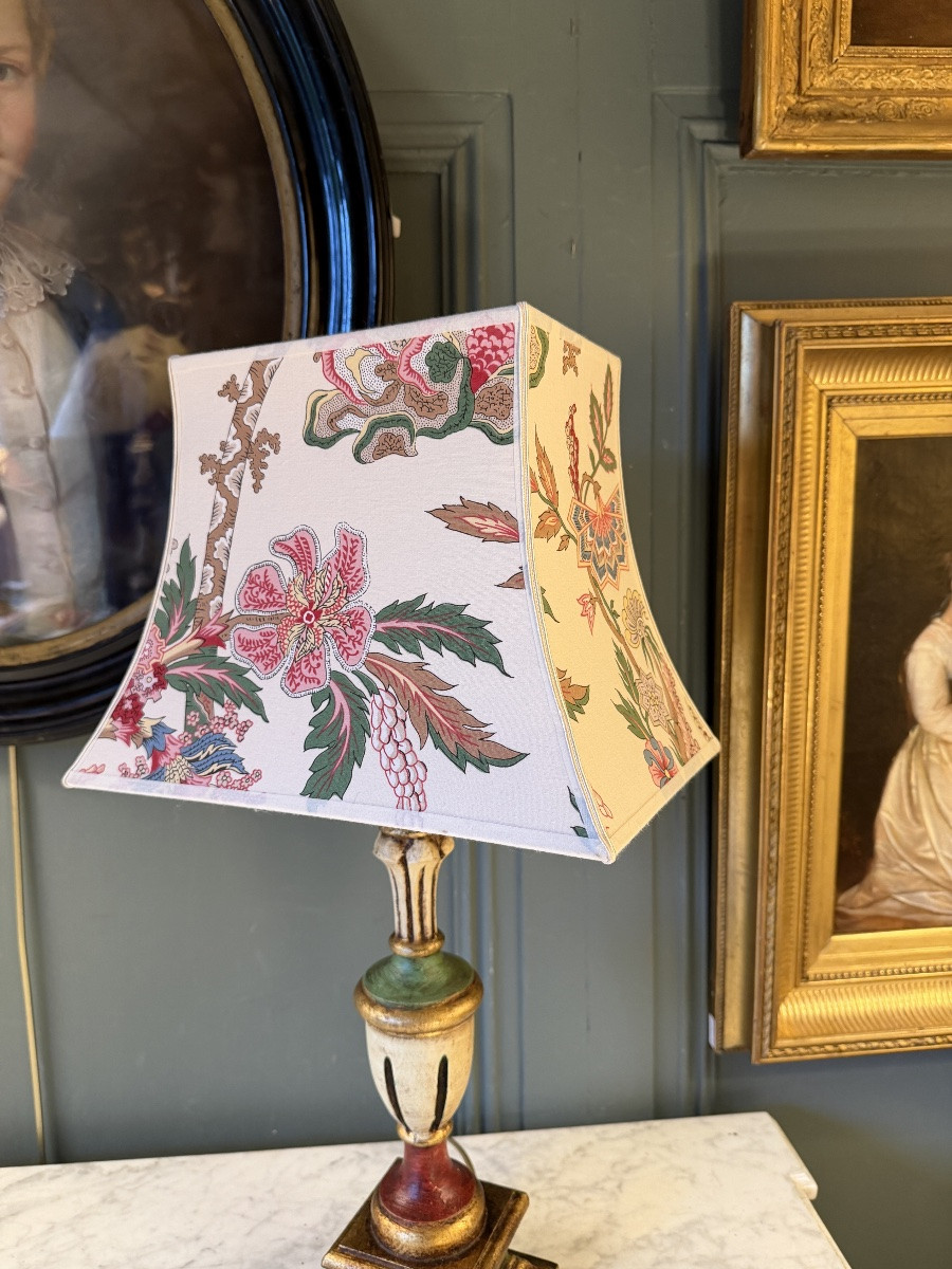 Painted Wooden Lamp, 57 Cm High-photo-3