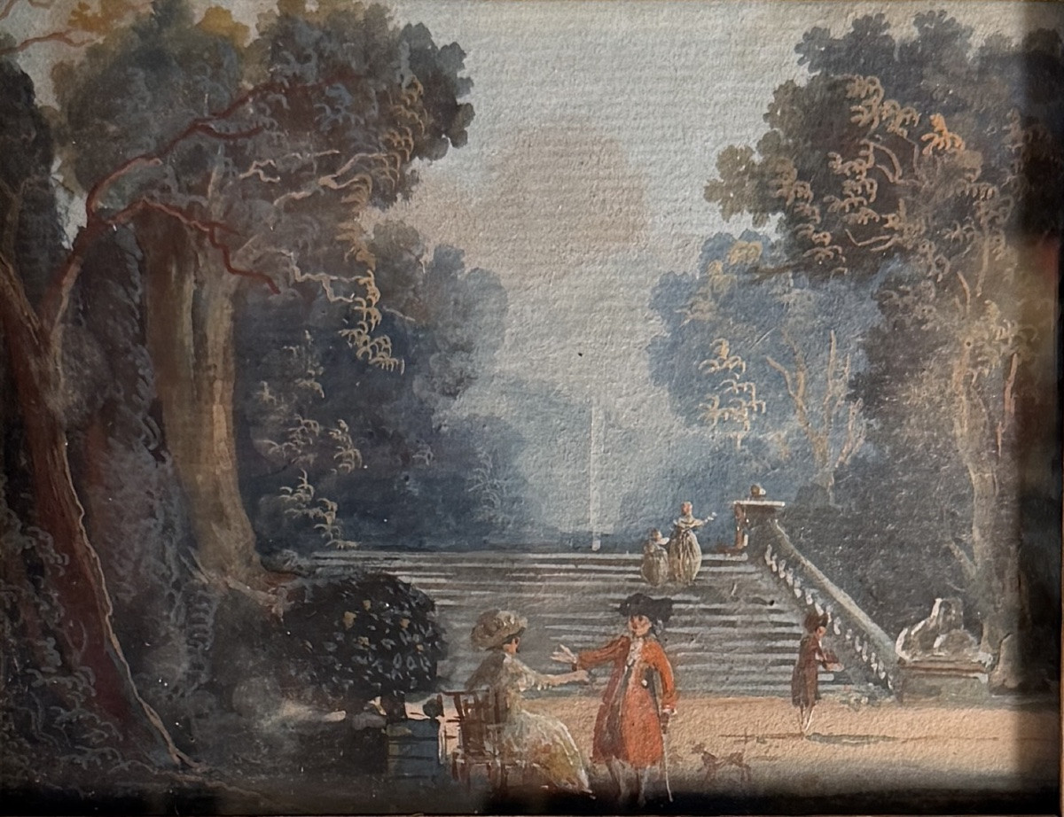 Paire de gouaches XVIIIème-photo-3