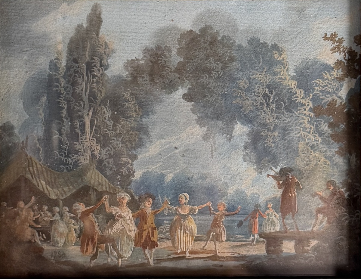 Paire de gouaches XVIIIème-photo-1