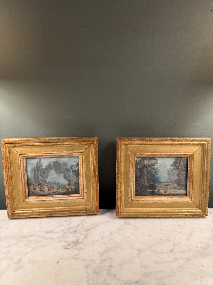 Paire de gouaches XVIIIème-photo-2