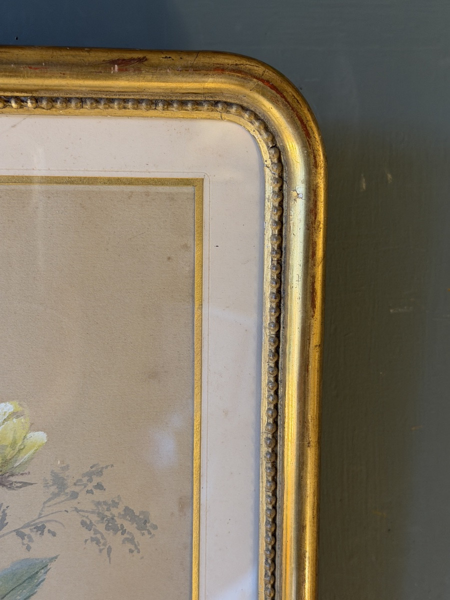 Bouquet Of Old Roses, 19th Century, Gouache & Pastel-photo-4