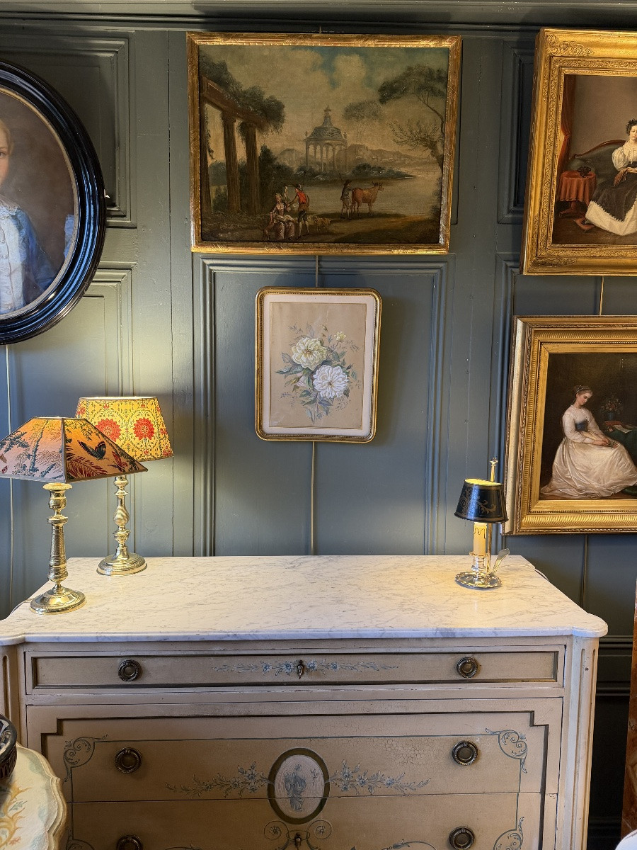 Bouquet Of Old Roses, 19th Century, Gouache & Pastel-photo-6