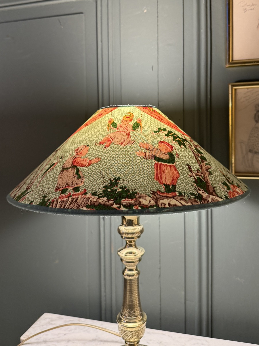 Chiseled Bronze Lamp, Height 44 Cm-photo-1