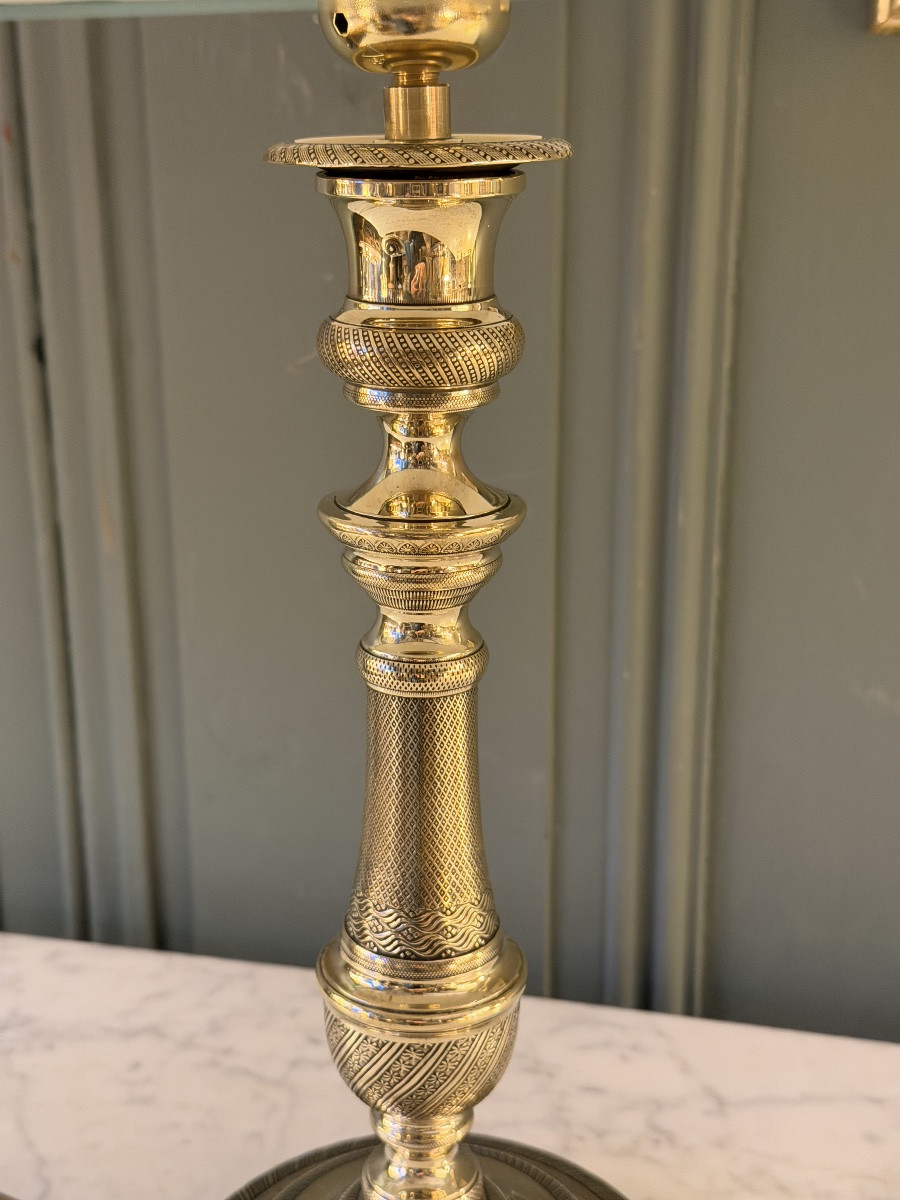 Chiseled Bronze Lamp, Height 44 Cm-photo-4