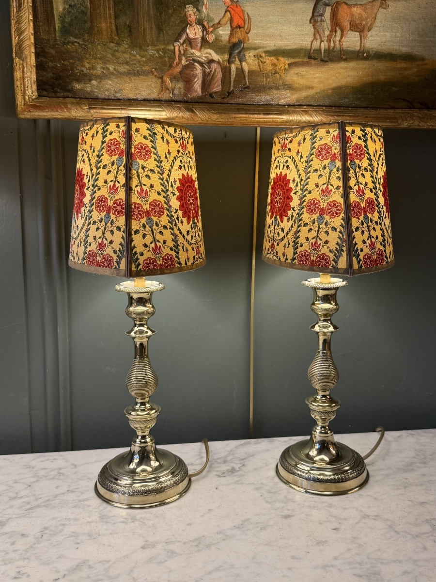Pair Of 19th-century Bronze Lamps, 42 Cm High-photo-3