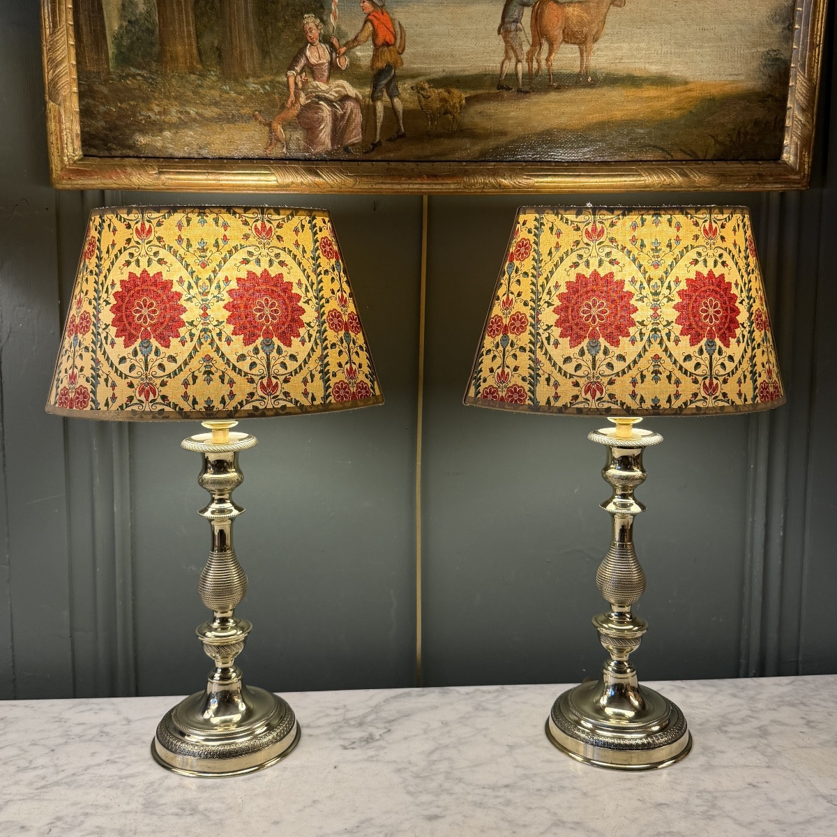 Pair Of 19th-century Bronze Lamps, 42 Cm High