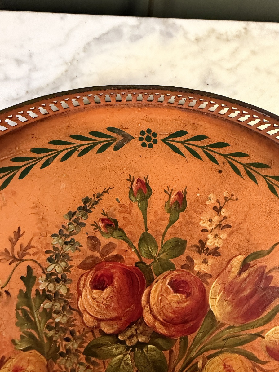 19th Century Painted Sheet Metal Tray-photo-3