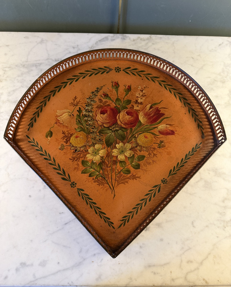 19th Century Painted Sheet Metal Tray-photo-3