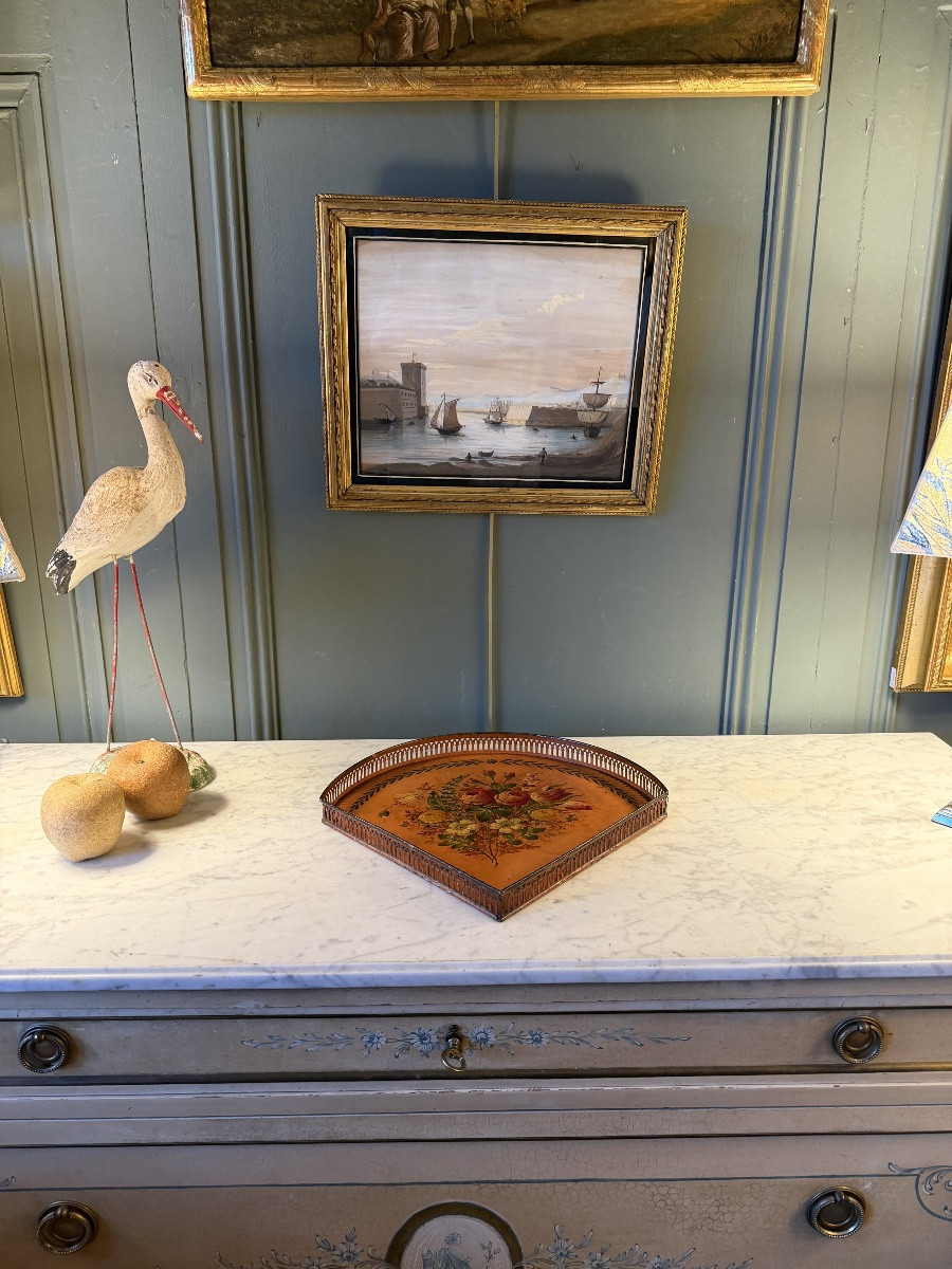 19th Century Painted Sheet Metal Tray-photo-5