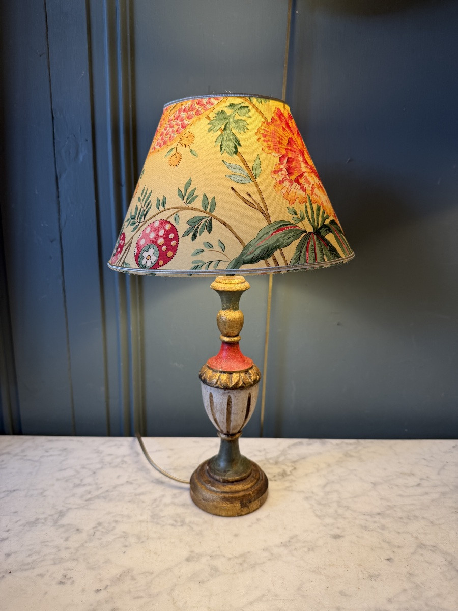 Petite lampe en bois peint, hauteur 43.5  cm-photo-2