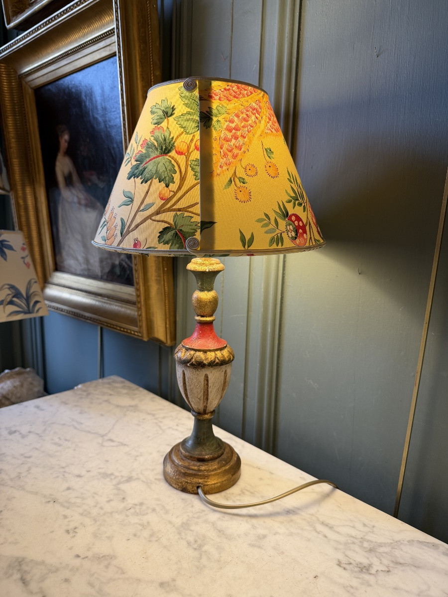 Petite lampe en bois peint, hauteur 43.5  cm-photo-3