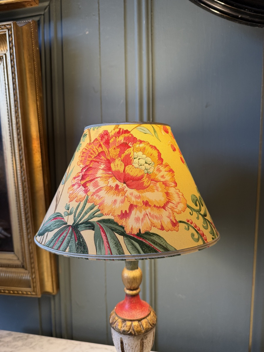 Petite lampe en bois peint, hauteur 43.5  cm-photo-2