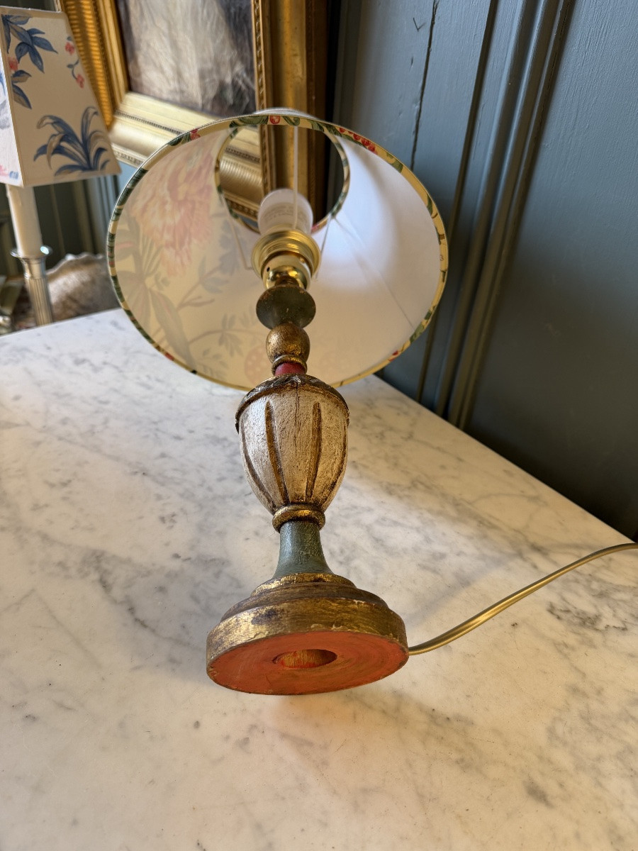 Petite lampe en bois peint, hauteur 43.5  cm-photo-6