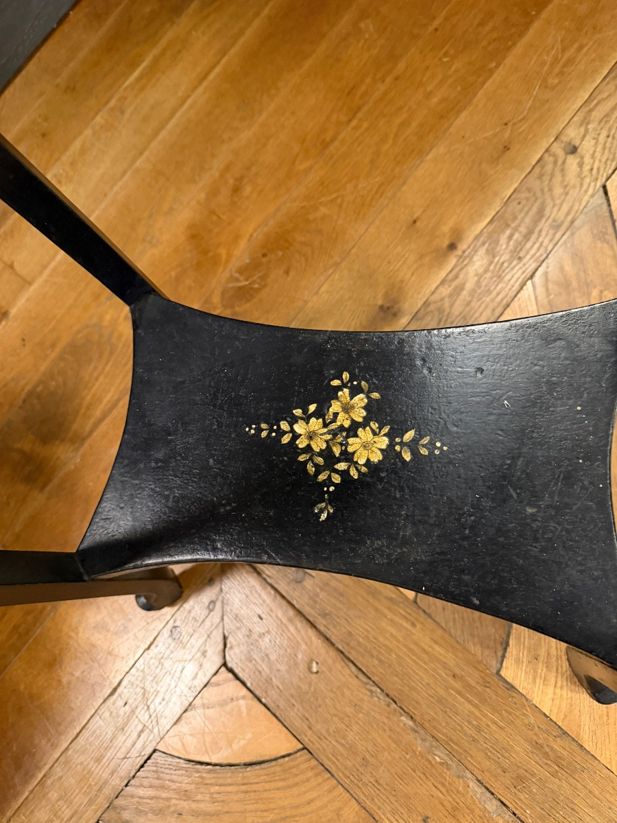 Travailleuse en Laque et bois noirci, époque Napoléon III-photo-3