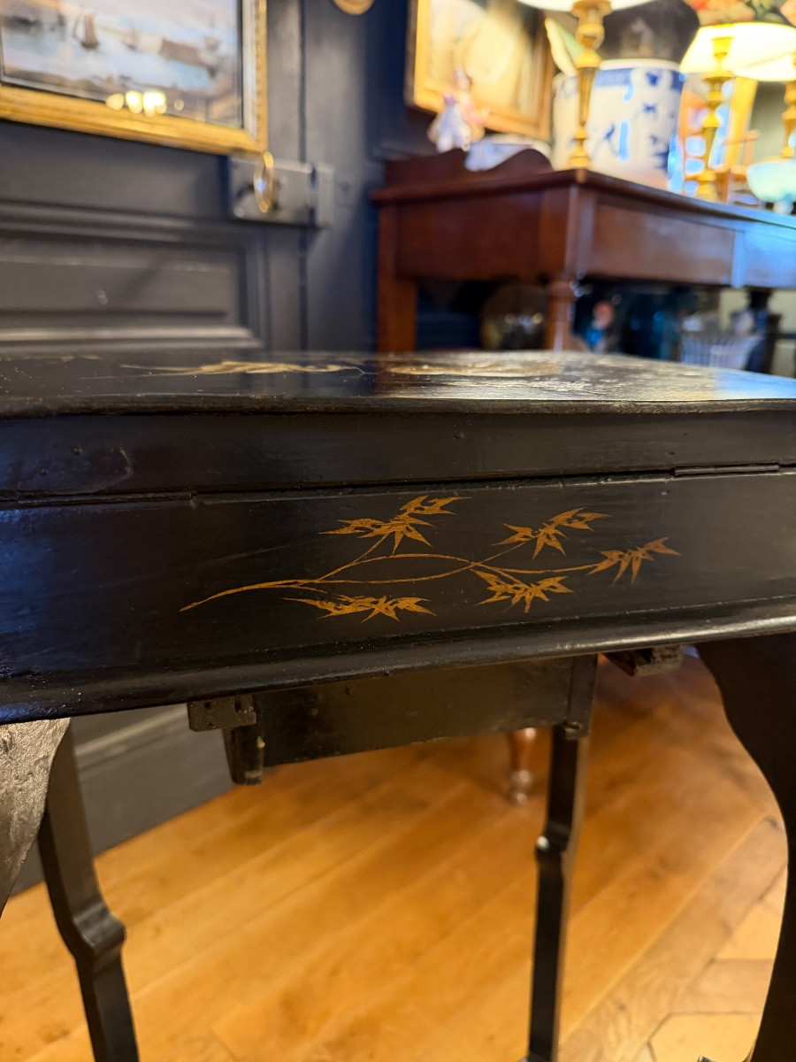 Travailleuse en Laque et bois noirci, époque Napoléon III-photo-6