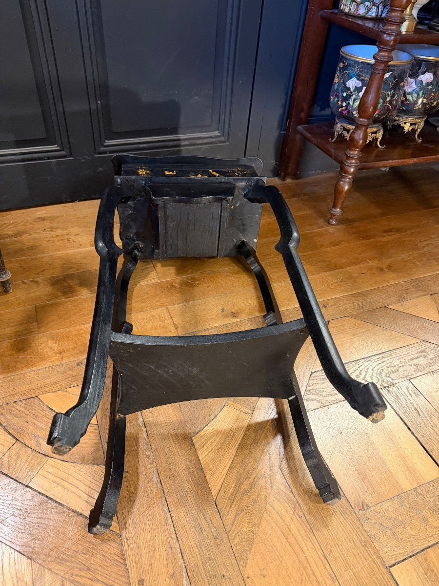 Travailleuse en Laque et bois noirci, époque Napoléon III-photo-7