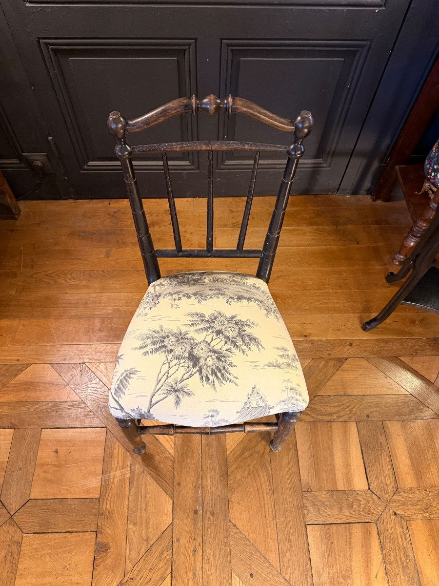 Napoleon III Blackened Wood Chair-photo-3