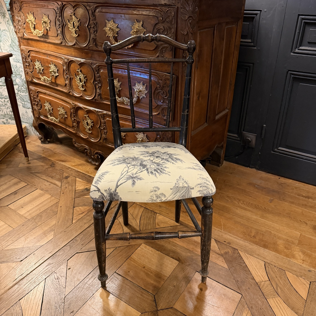 Napoleon III Blackened Wood Chair