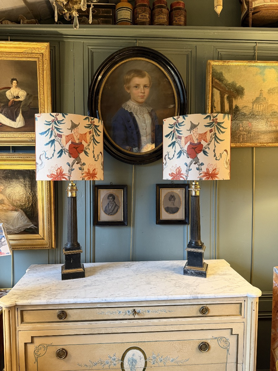 Grande paire de lampes Carcel XIXème, hauteur 84.5 cm-photo-2