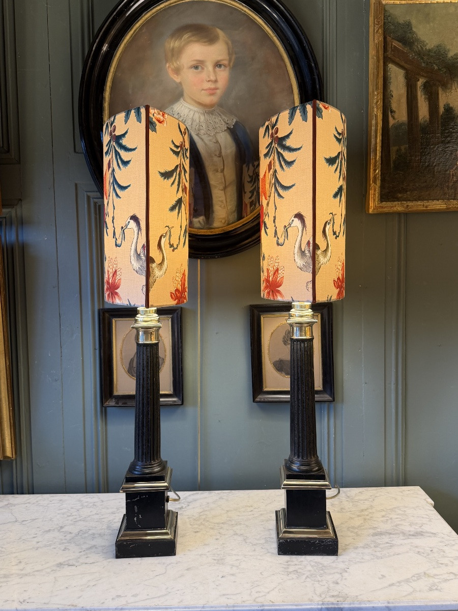 Grande paire de lampes Carcel XIXème, hauteur 84.5 cm-photo-3