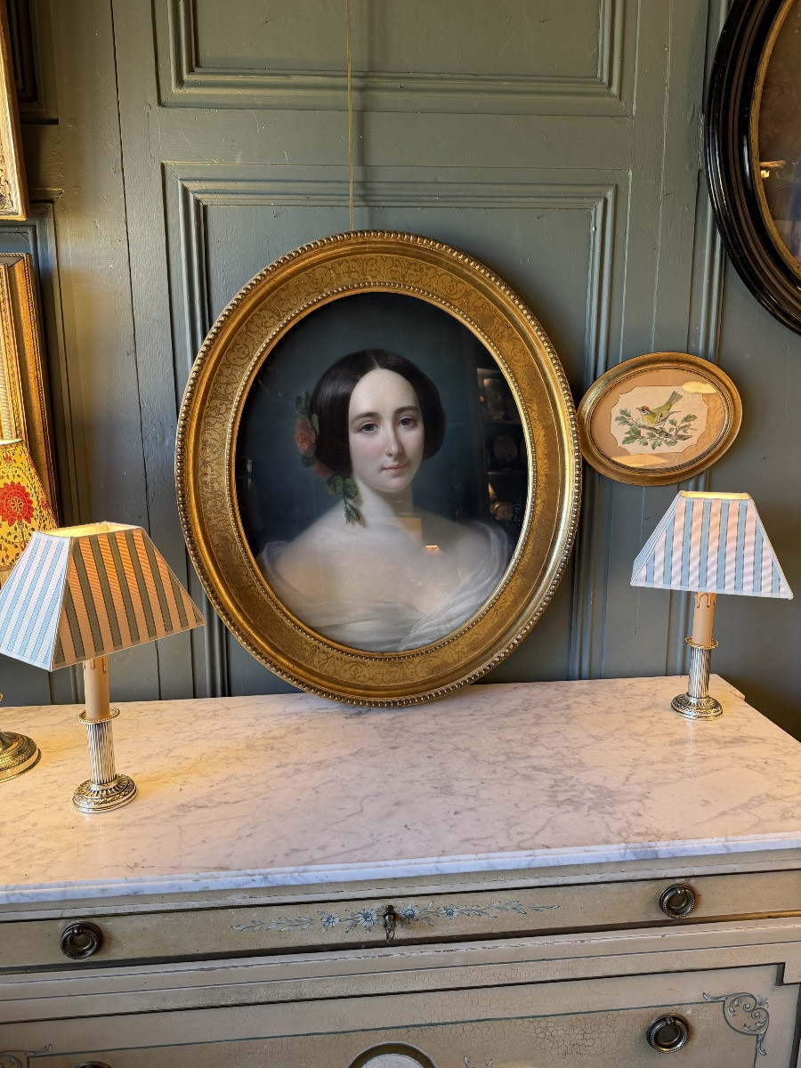 Portrait de dame par Adolphe  Finck, Pastel daté 1855-photo-5