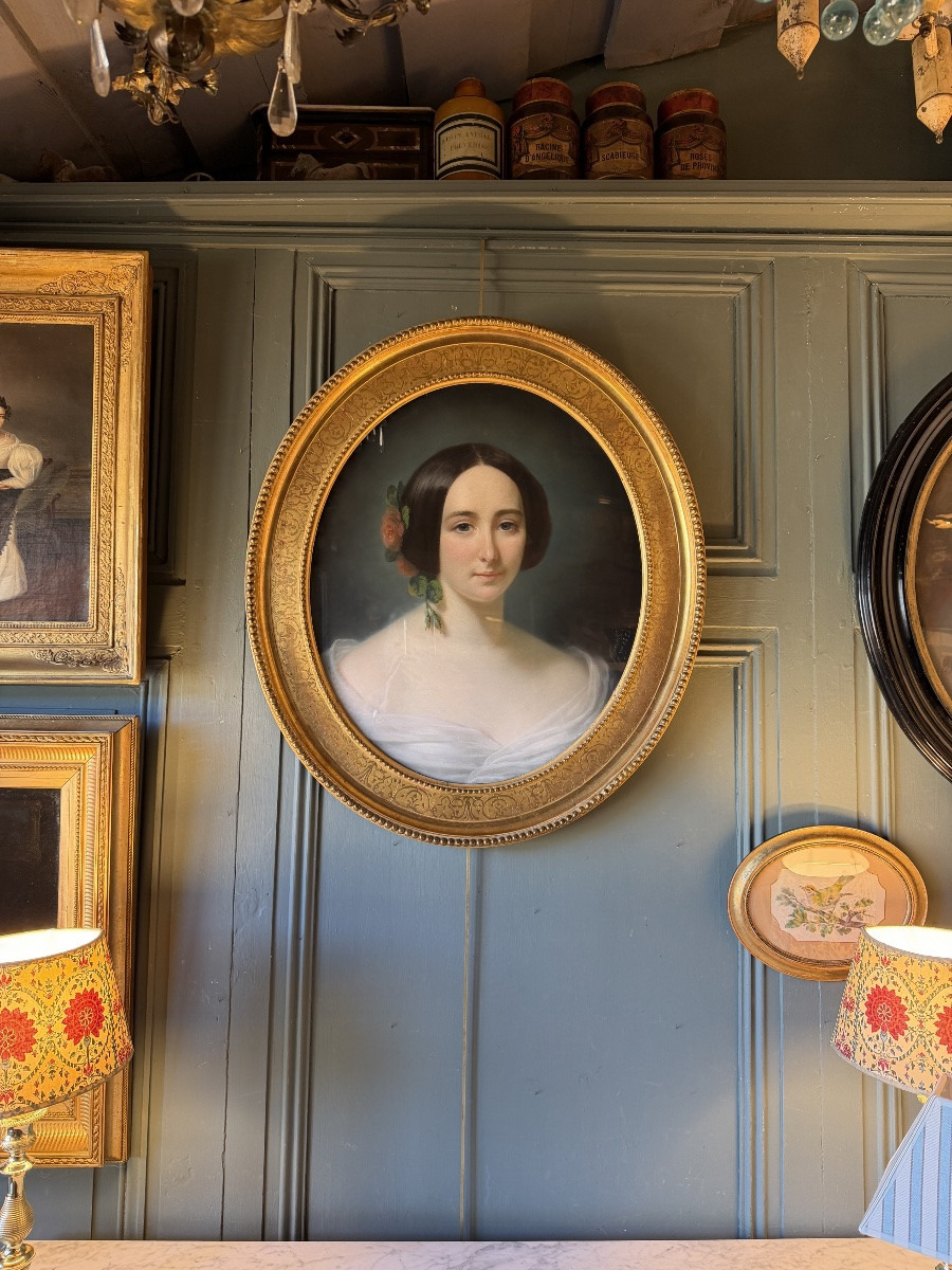 Portrait de dame par Adolphe  Finck, Pastel daté 1855-photo-7