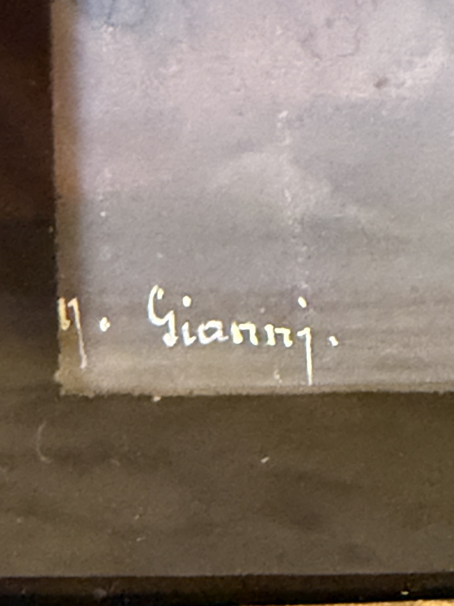 L'éruption du Vésuve de nuit, Gouache Napolitaine XIXème-photo-1