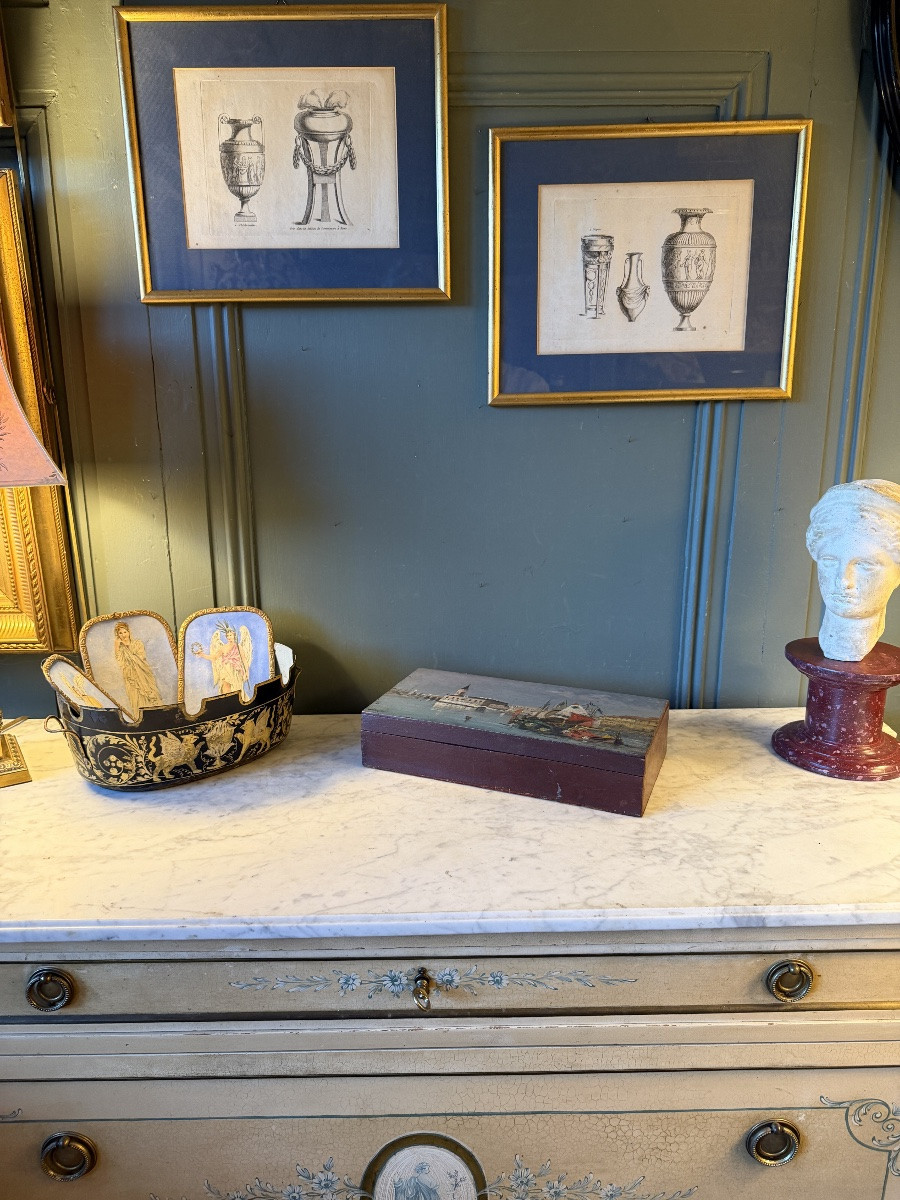 Le Grand Canal de Venise, boite en bois peint XIXème-photo-7