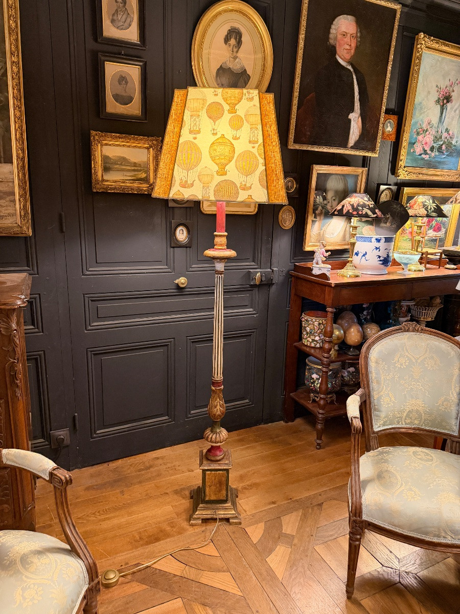 Floor Lamp In Painted Wood, Height 175 Cm-photo-3