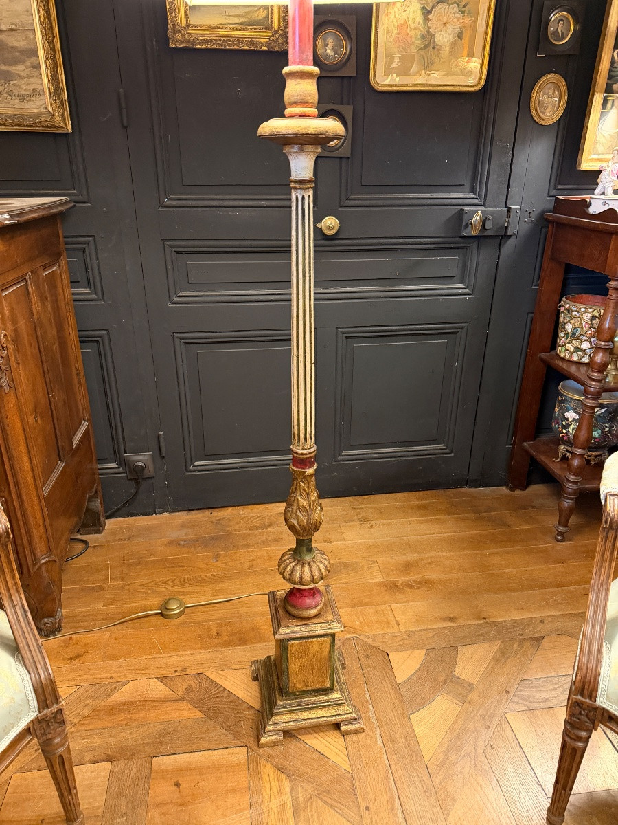 Floor Lamp In Painted Wood, Height 175 Cm-photo-2