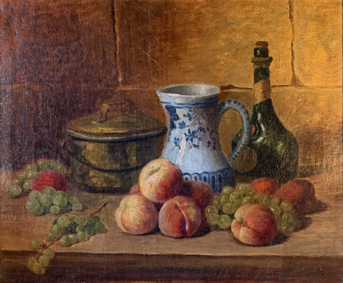 Still Life With Peaches, Grapes And Benedictine Liqueur-photo-2