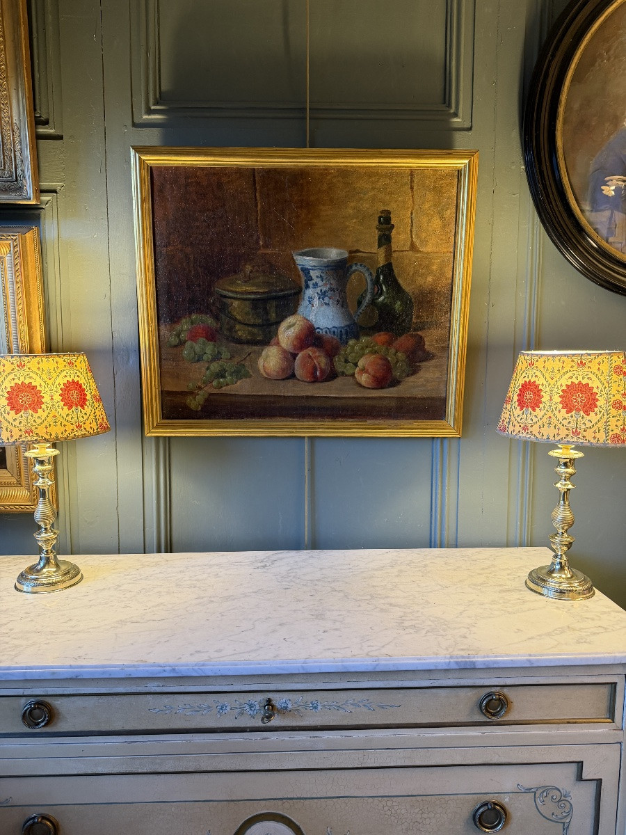 Still Life With Peaches, Grapes And Benedictine Liqueur-photo-5