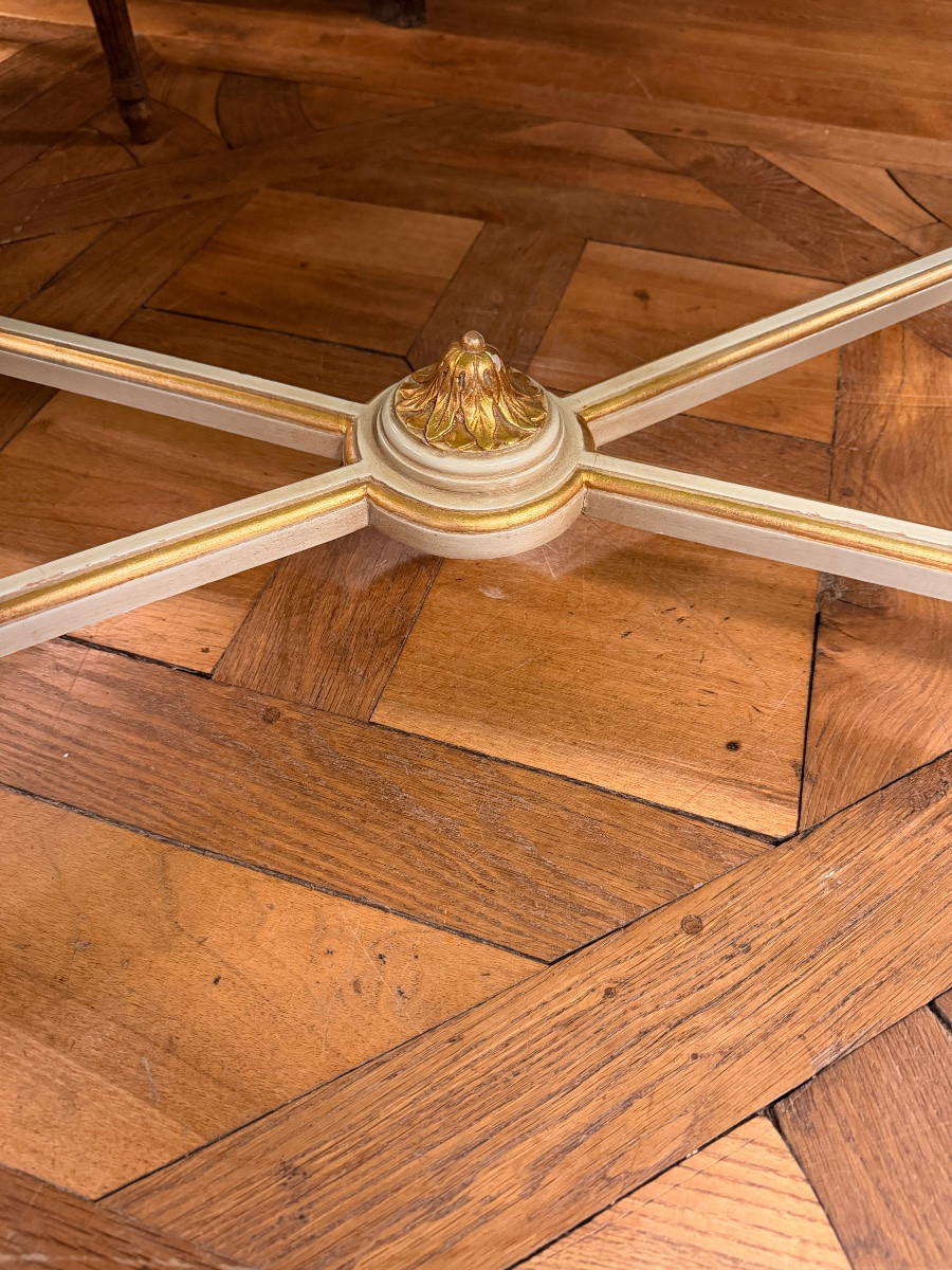 Table basse rectangulaire en bois peint et doré-photo-5