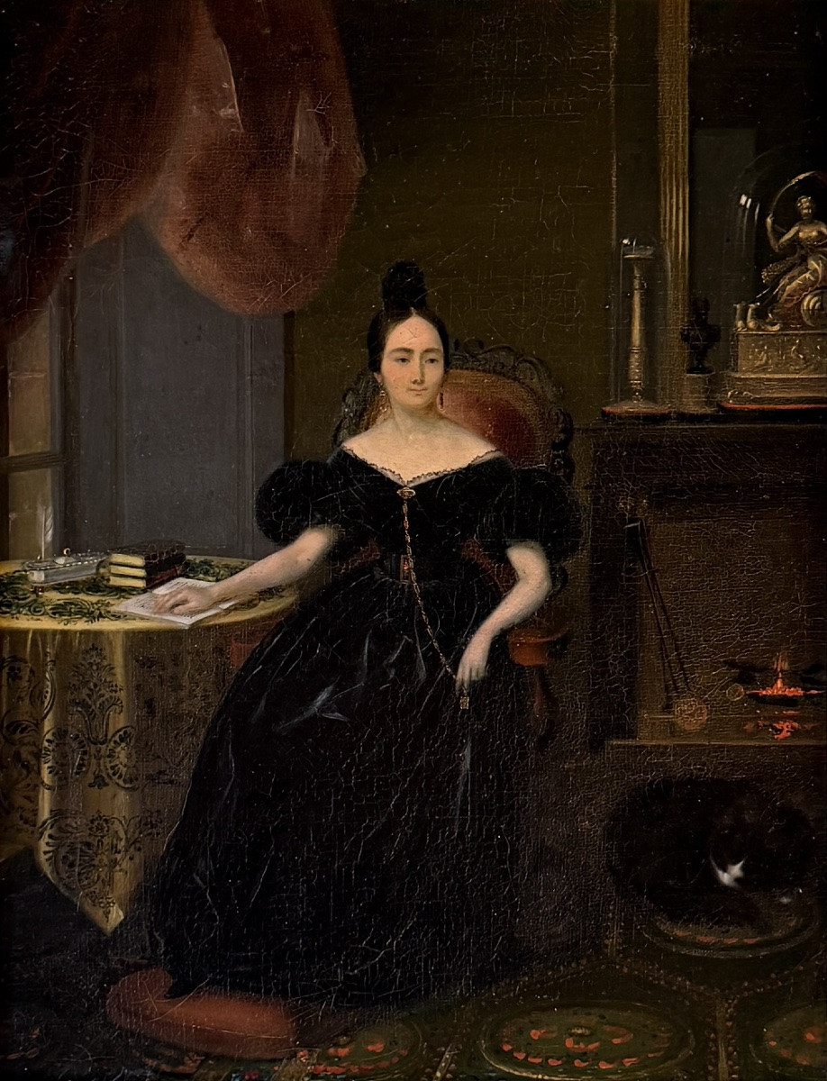 Portrait de dame dans son intérieur vers 1835-photo-2