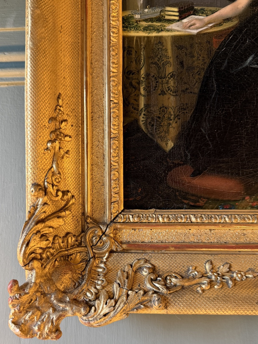 Portrait de dame dans son intérieur vers 1835-photo-2