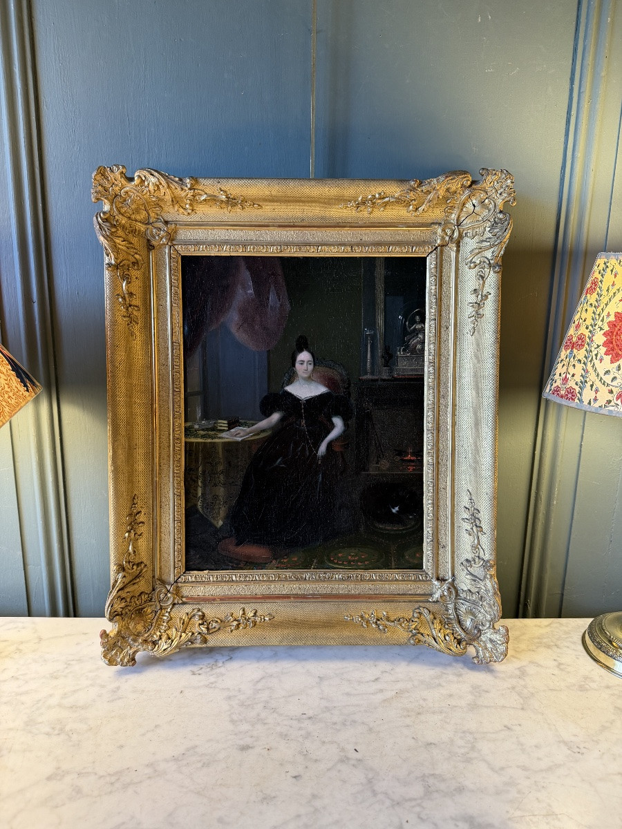 Portrait de dame dans son intérieur vers 1835-photo-5