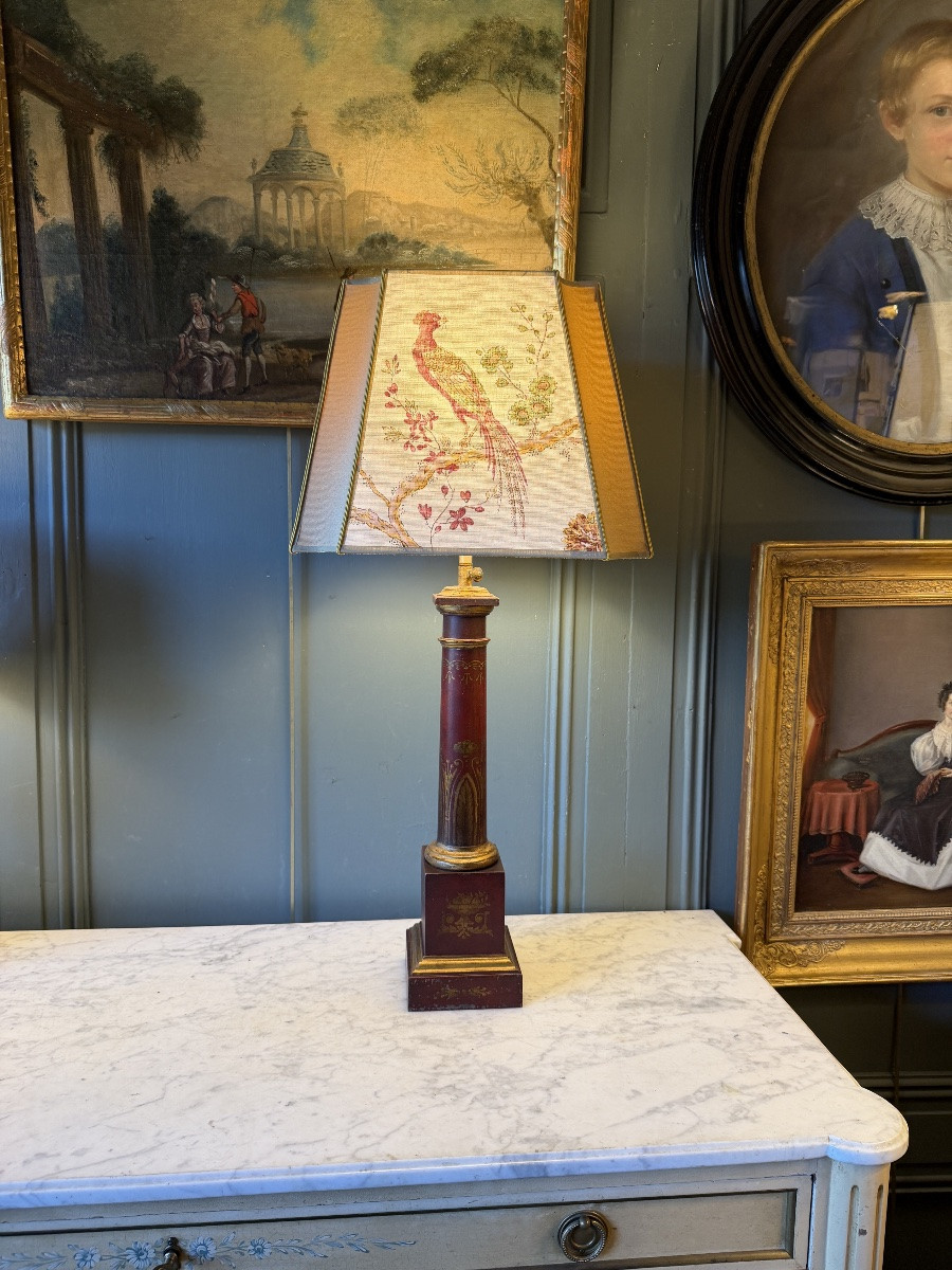 Lampe Carcel en tôle peinte XIXème, Hauteur 72 cm -photo-2