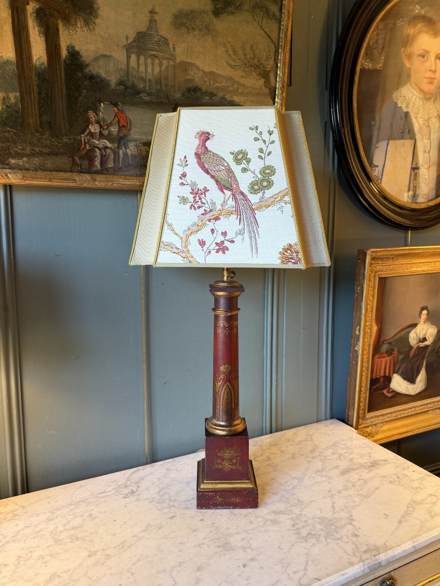 Lampe Carcel en tôle peinte XIXème, Hauteur 72 cm -photo-3