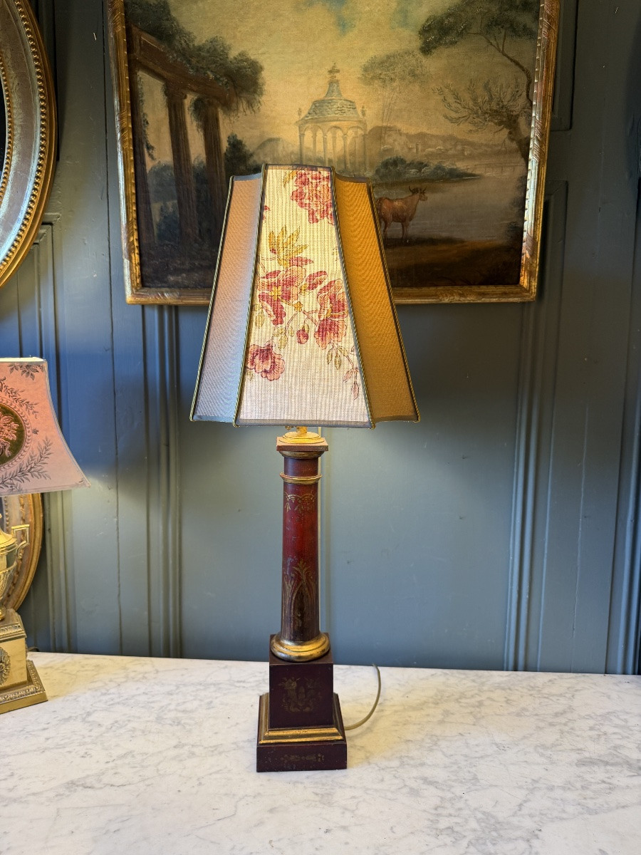 Lampe Carcel en tôle peinte XIXème, Hauteur 72 cm -photo-4
