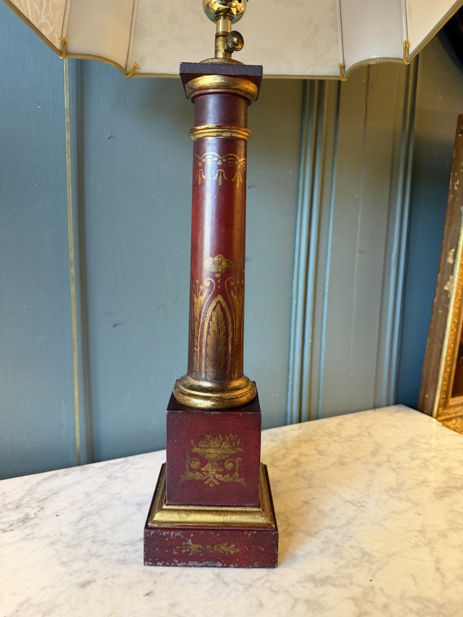 Lampe Carcel en tôle peinte XIXème, Hauteur 72 cm -photo-2