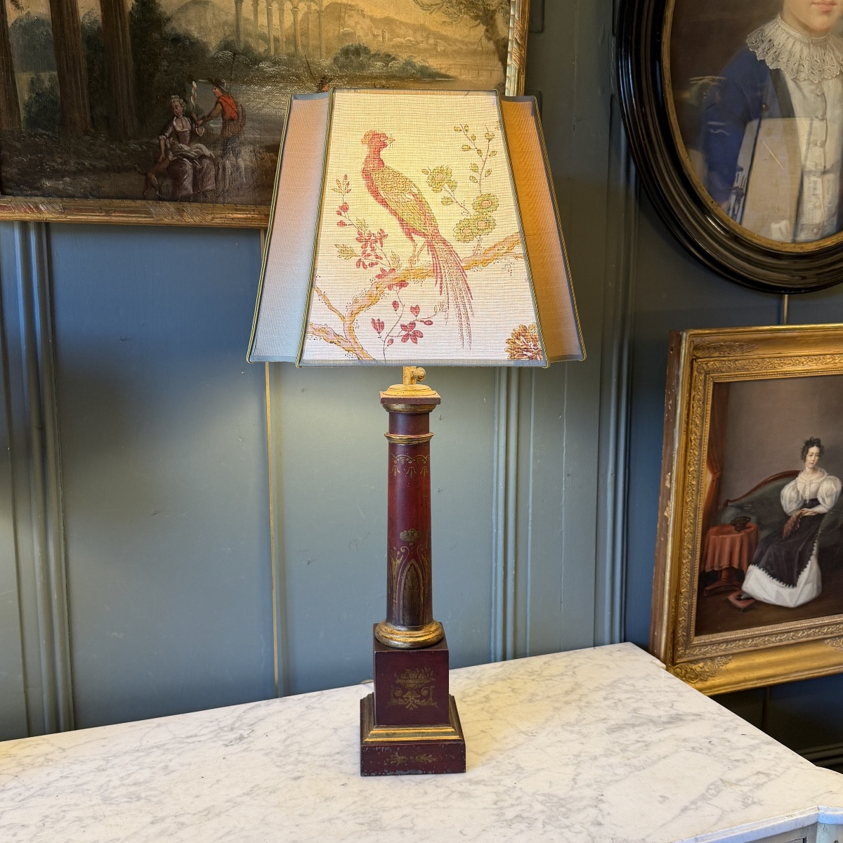 Lampe Carcel en tôle peinte XIXème, Hauteur 72 cm 