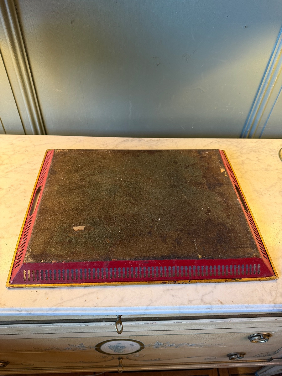 Plateau rectangulaire en tôle peinte, 35 cm x 45 cm-photo-2