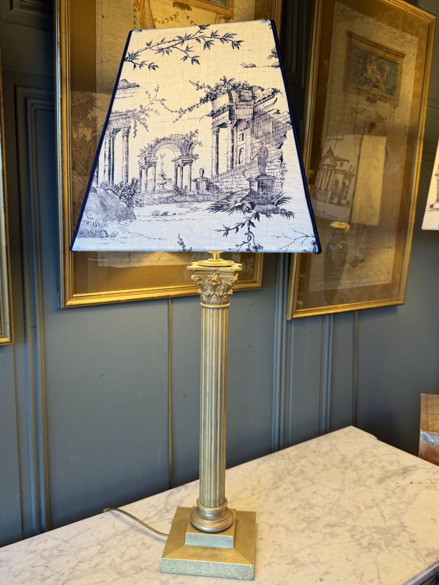 Large Gilt Bronze Lamp, 19th Century, Height 80 Cm-photo-3