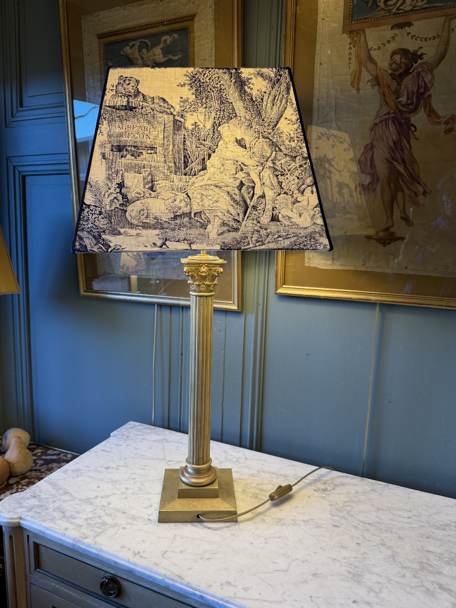 Large Gilt Bronze Lamp, 19th Century, Height 80 Cm-photo-4