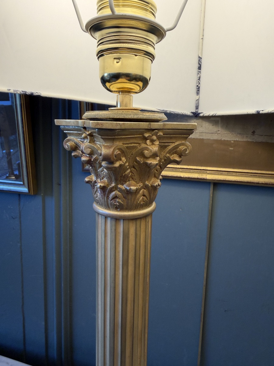 Large Gilt Bronze Lamp, 19th Century, Height 80 Cm-photo-4