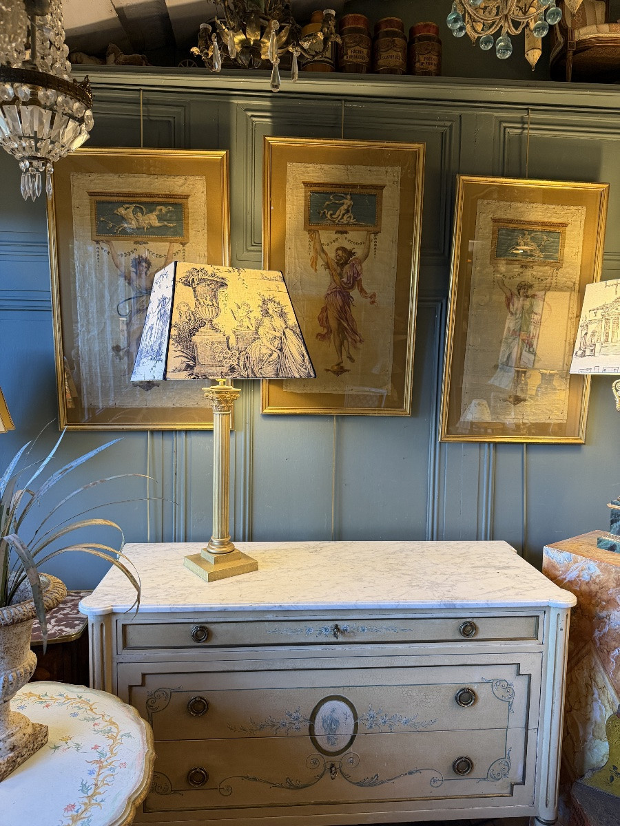 Large Gilt Bronze Lamp, 19th Century, Height 80 Cm-photo-8