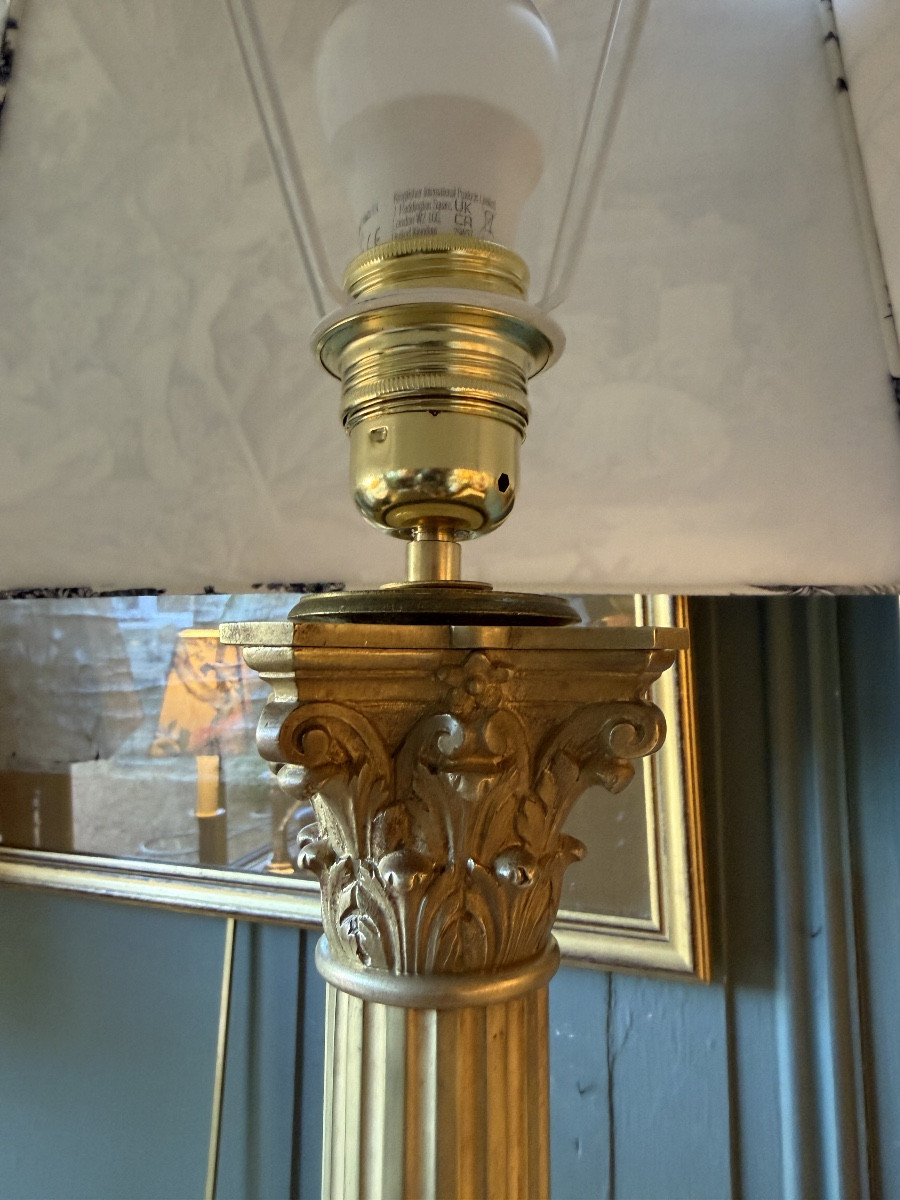 Large Gilt Bronze Lamp, 19th Century, Height 80 Cm-photo-5